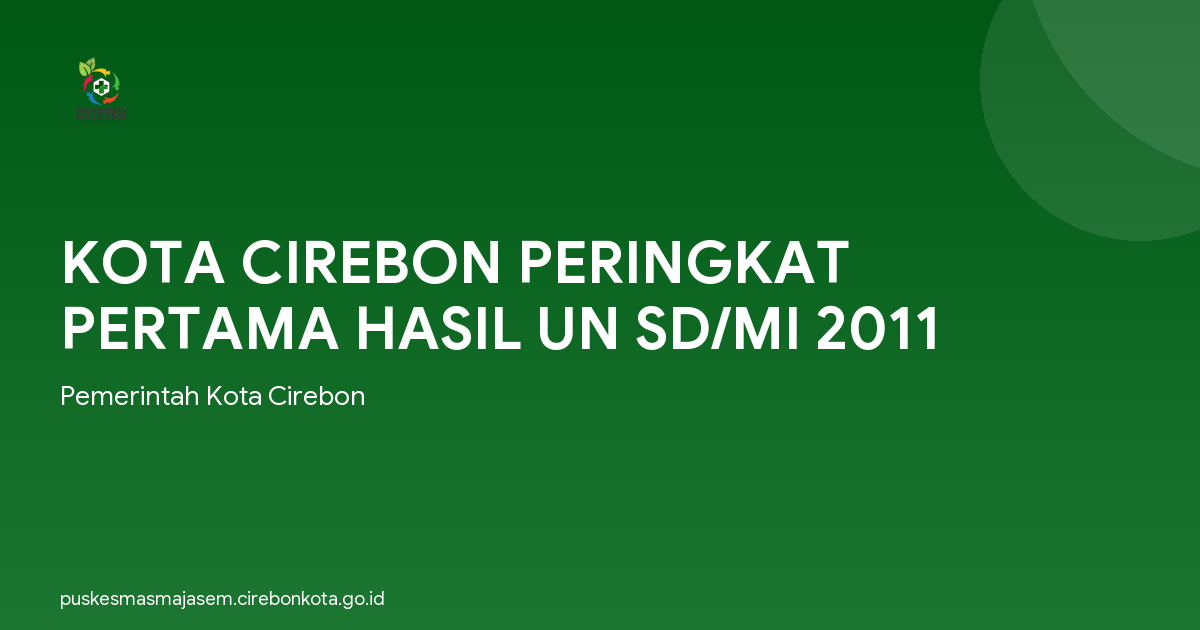 KOTA CIREBON PERINGKAT PERTAMA HASIL UN SD/MI 2011