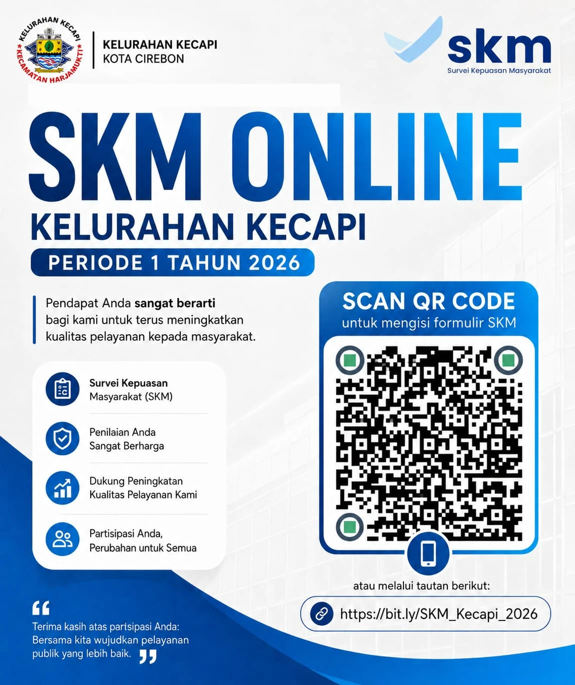 Ayo Isi Survei Kepuasan Masyarakat (SKM) Online Kelurahan Kecapi Periode 2026